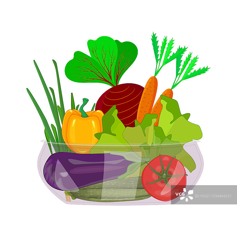 碗里的蔬菜孤立在白色背景上图片素材