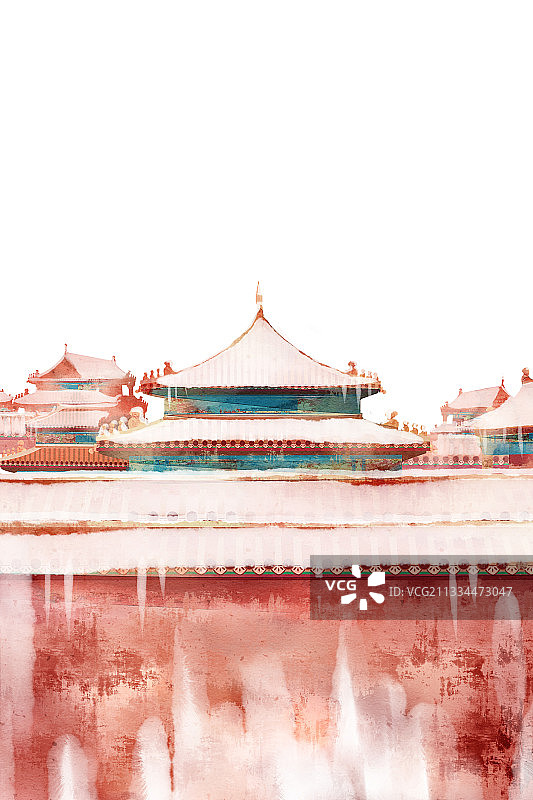 中国风故宫冬天风景插画元素图片素材