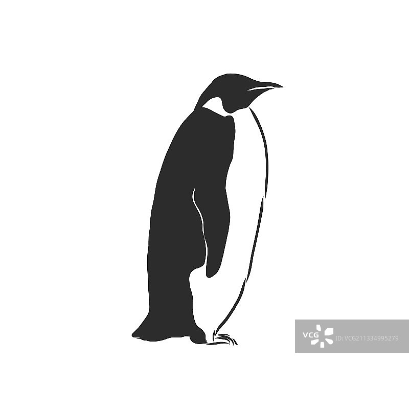 企鹅素描图标孤立的背景手图片素材