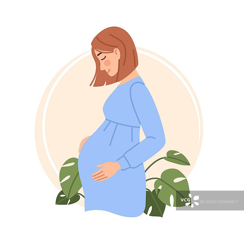 孕妇肖像孤立怀孕的概念图片素材