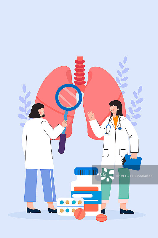医生治疗肺部疾病矢量插画图片素材