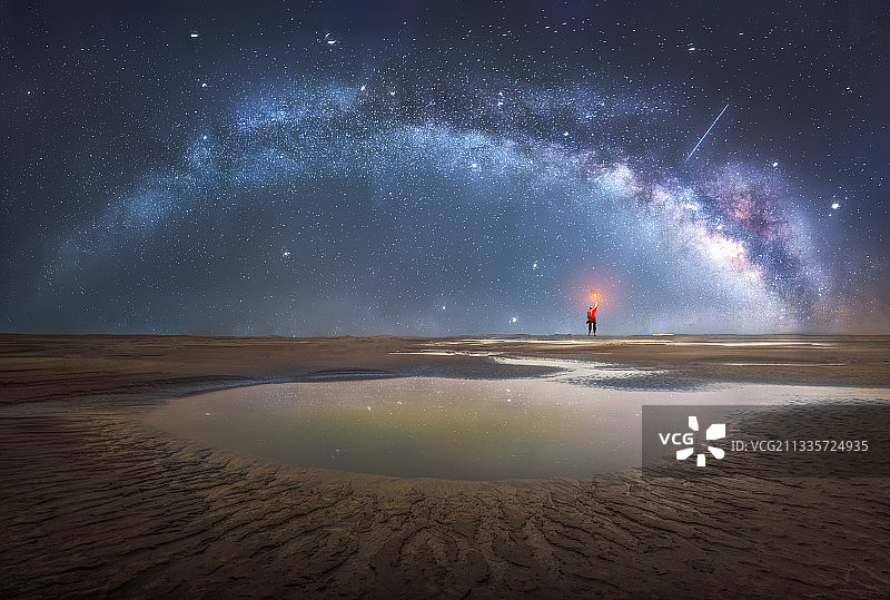 银河全景，璀璨梦幻的星空图片素材