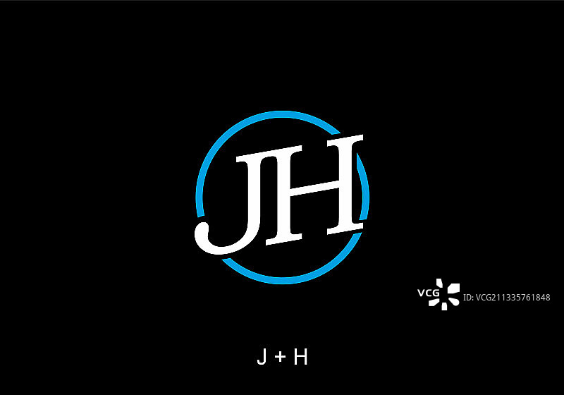 白色蓝色jh首字母图片素材