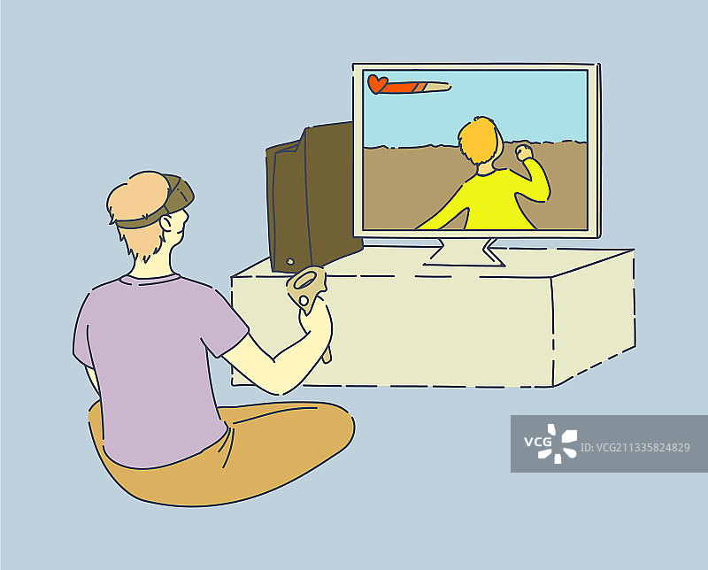虚拟现实人戴着虚拟现实眼镜图片素材