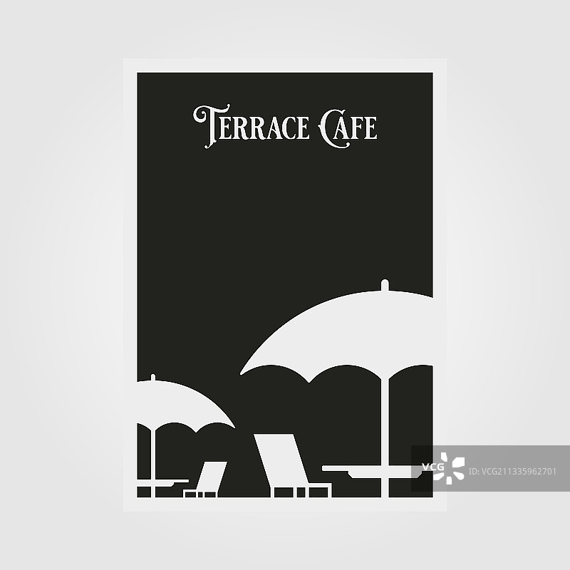 露台咖啡馆海报简约设计黑色和图片素材
