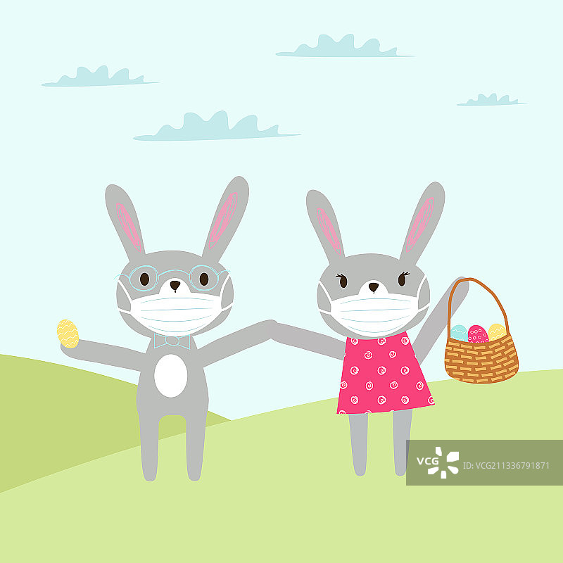 复活节卡片健康复活节兔子面具图片素材