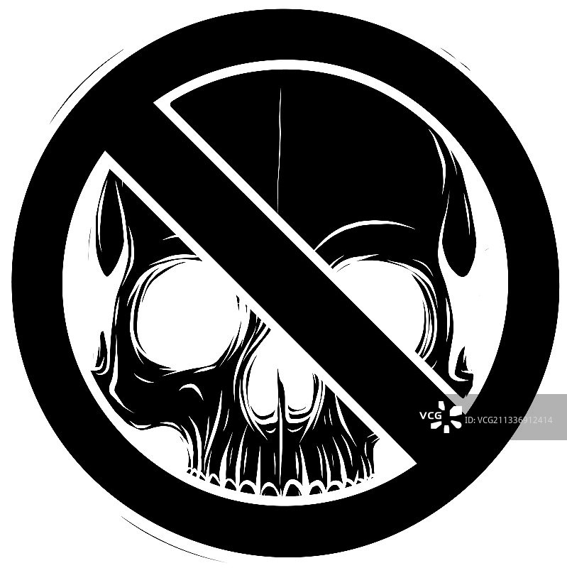 黑色剪影禁止警告骷髅图标图片素材