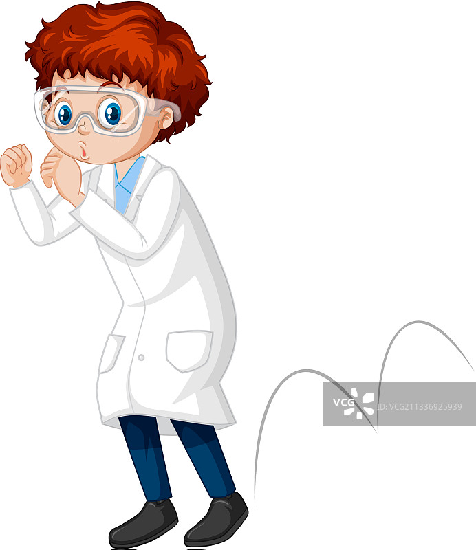 一个穿着实验服的男孩卡通人物图片素材