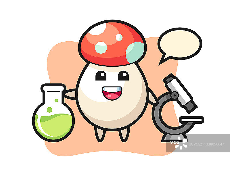 吉祥物角色蘑菇作为一个科学家图片素材
