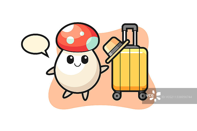 蘑菇卡通与行李度假图片素材