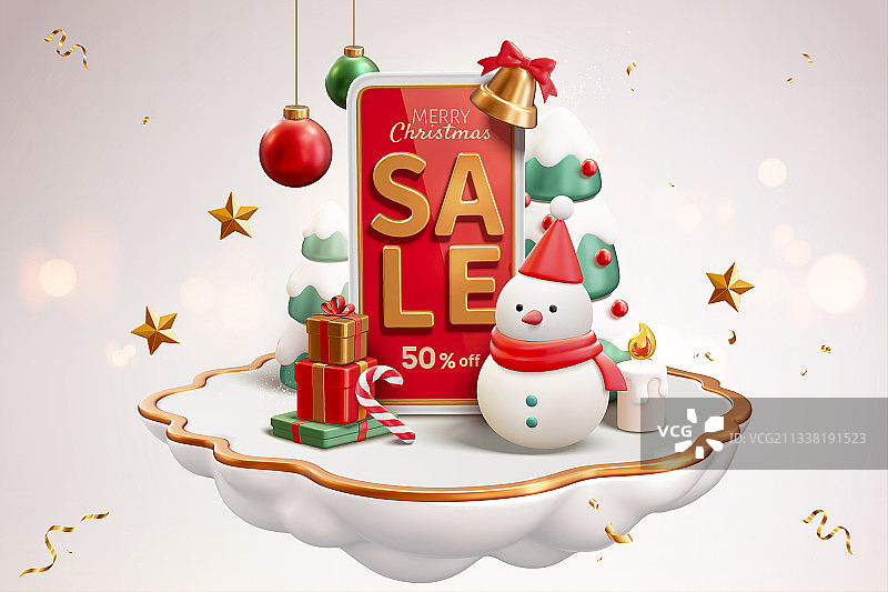 三维红色圣诞节手机模版销售广告图片素材