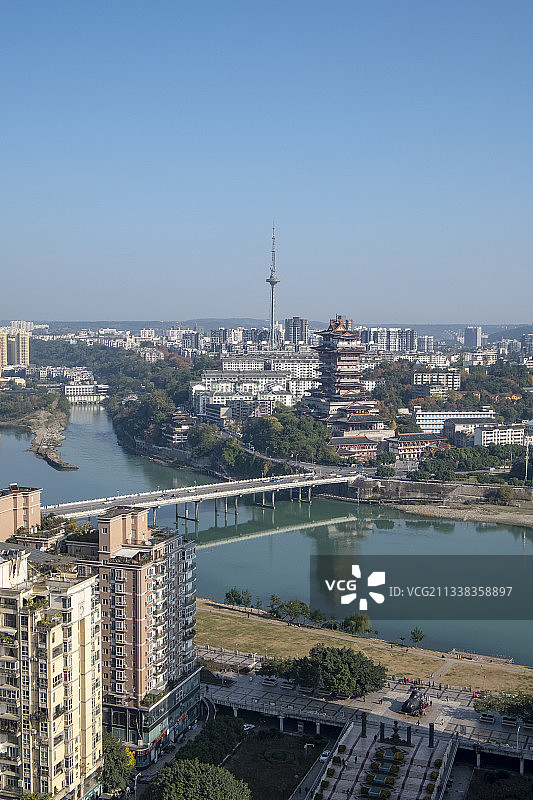 四川省绵阳市城市各种角度景观图片图片素材