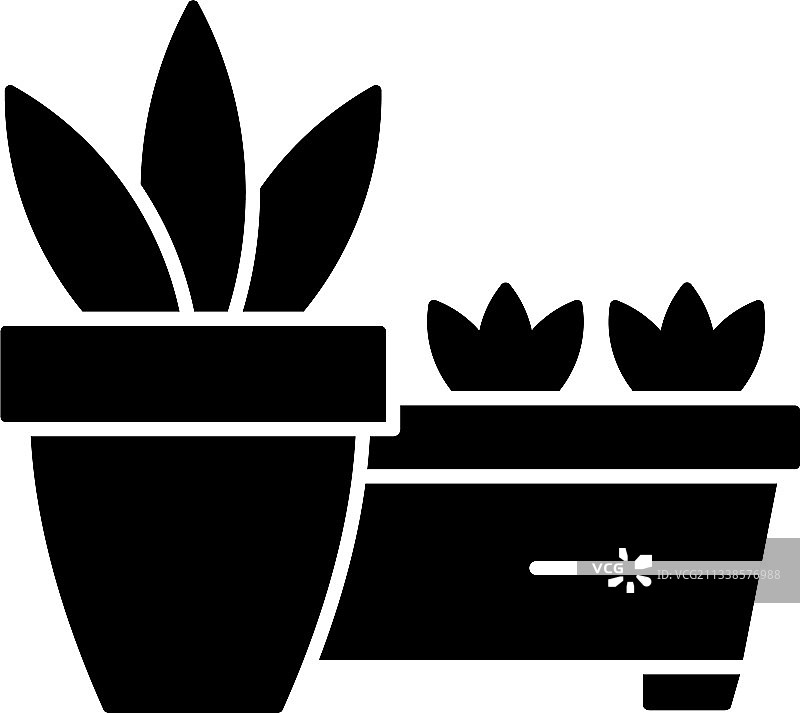 花盆和花坛黑色象形文字图标图片素材
