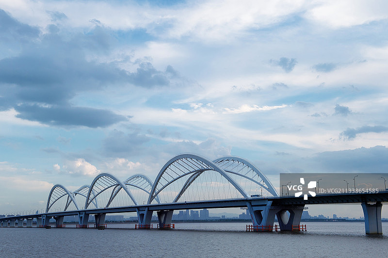 杭州九堡大桥傍晚风光图片素材
