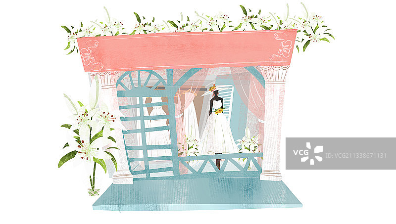 婚纱店铺插画元素图片素材