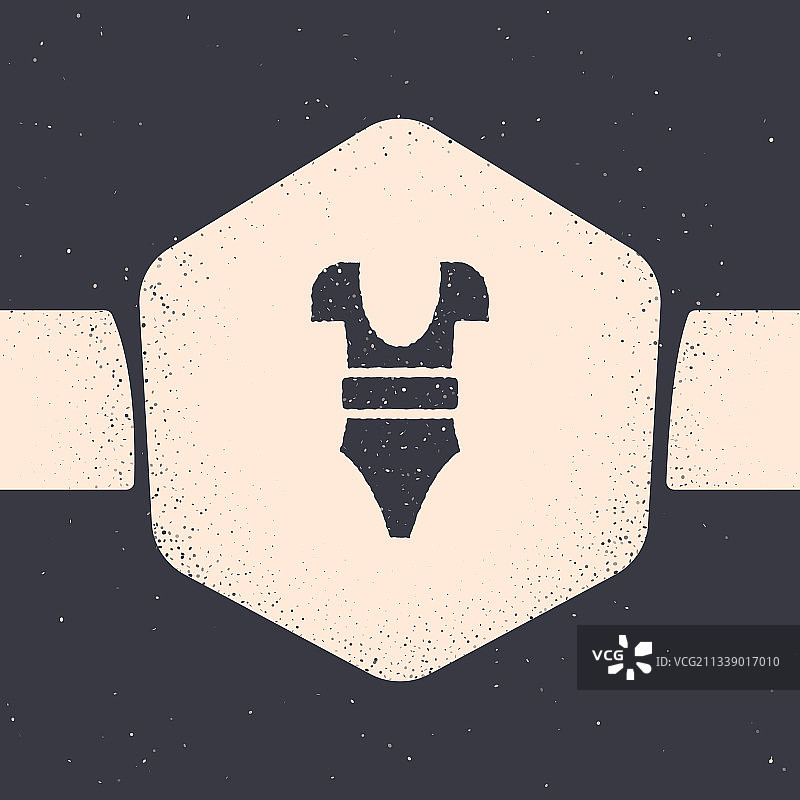 Grunge泳衣图标孤立在灰色背景图片素材