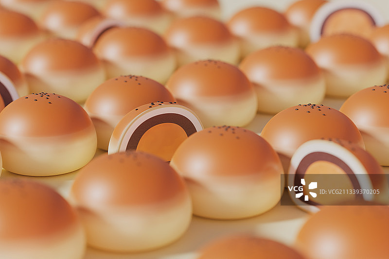 3D渲染蛋黄酥中式美食糕点插图图片素材