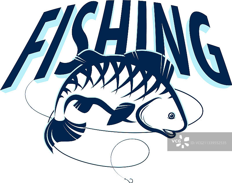鱼和鱼钩上的鱼线剪影图片素材
