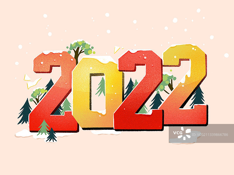 2022年新年数字插画图片素材