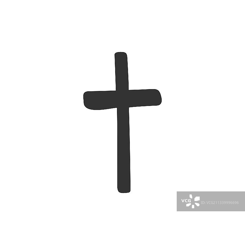 手绘基督教十字架孤立在白色图片素材