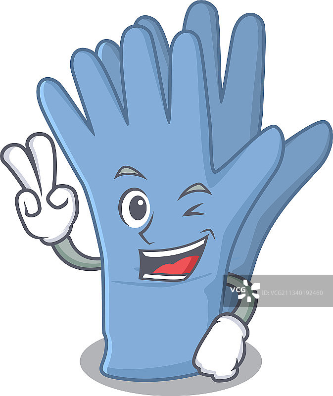 快乐医用手套卡通显示两个手指图片素材