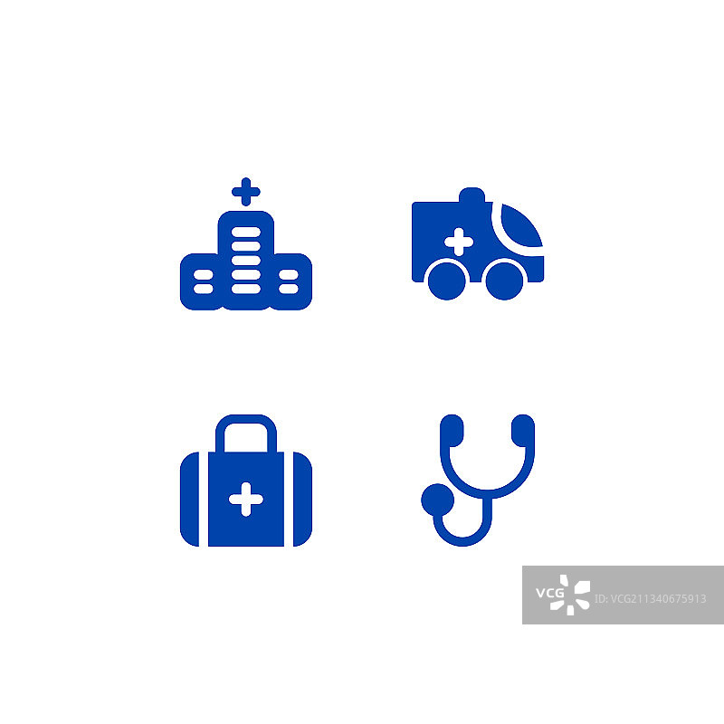 简单的医疗医院图标设置设计模板图片素材