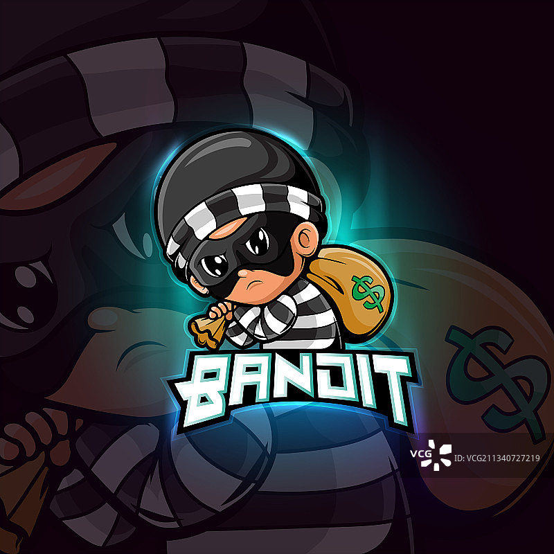 Bandit吉祥物电子竞技标志设计图片素材