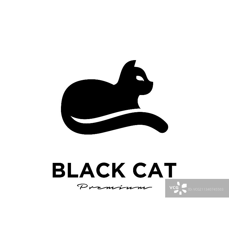 黑猫简单的标志设计图片素材