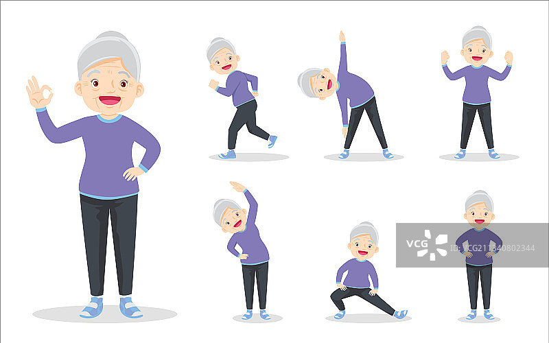 束集聪明的老年妇女进行锻炼图片素材
