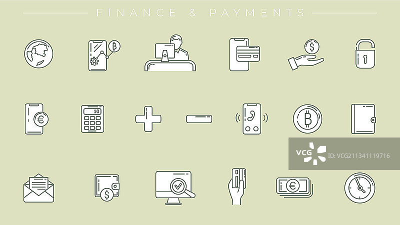 财务和支付概念线风格图片素材