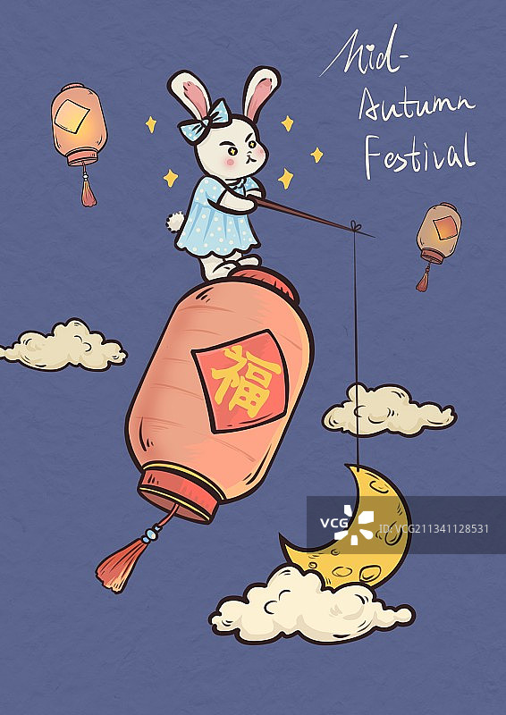 中秋节小兔子的快乐图片素材