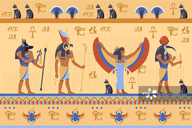古古浮雕上的埃及神图片素材