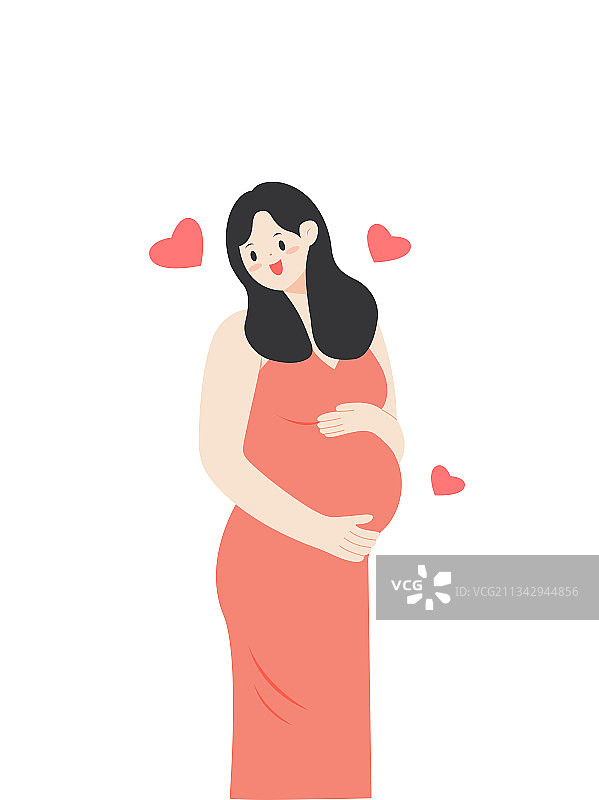 家庭,美丽的,妈妈,怀孕的人,爱的,插画图片素材