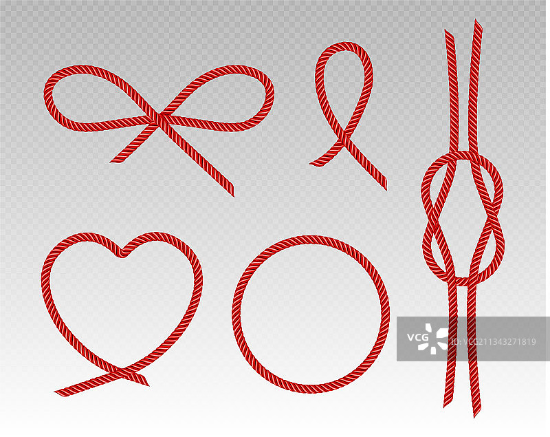 红丝绳心弓圆框和结图片素材