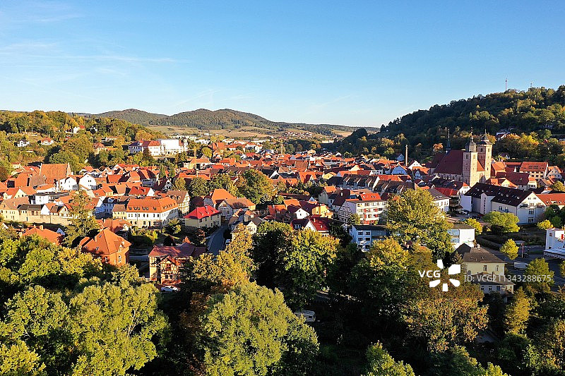 德国Schmalkalden，城市景观的天空的高角度视图图片素材