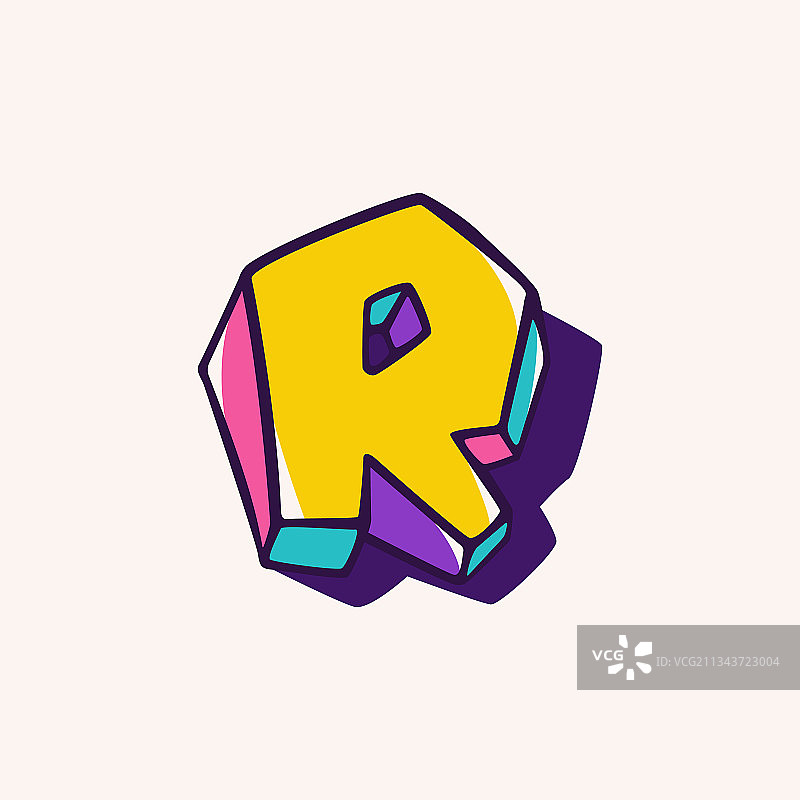 字母r标志以立方儿童风格为基础图片素材