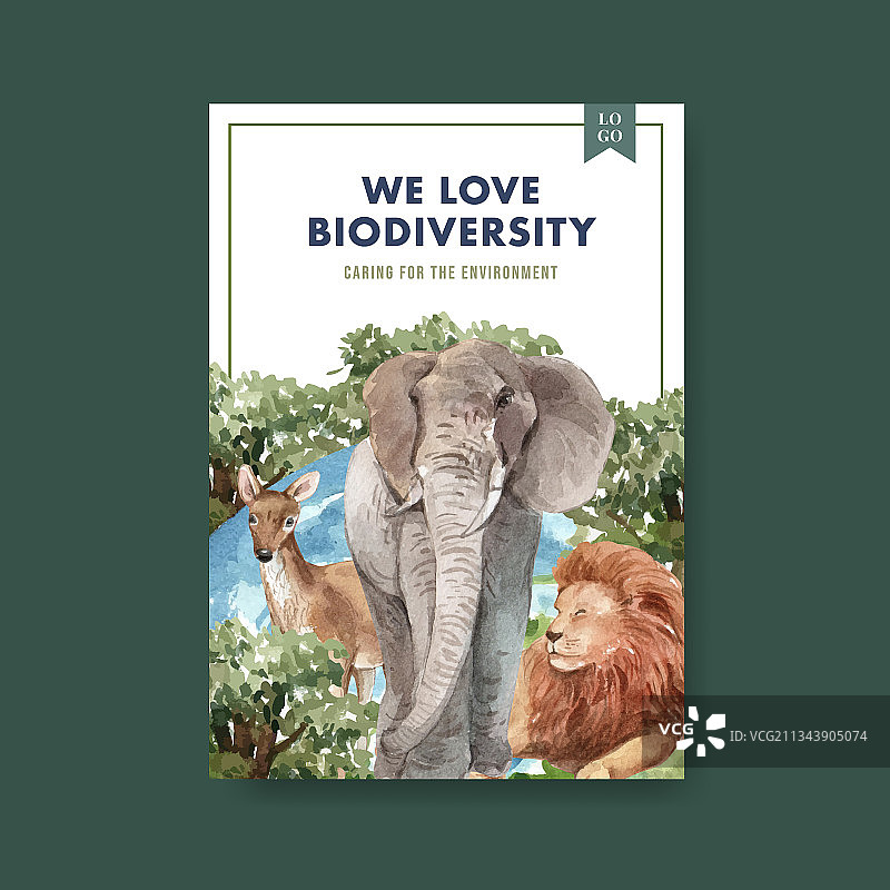 海报模板以生物多样性为自然图片素材