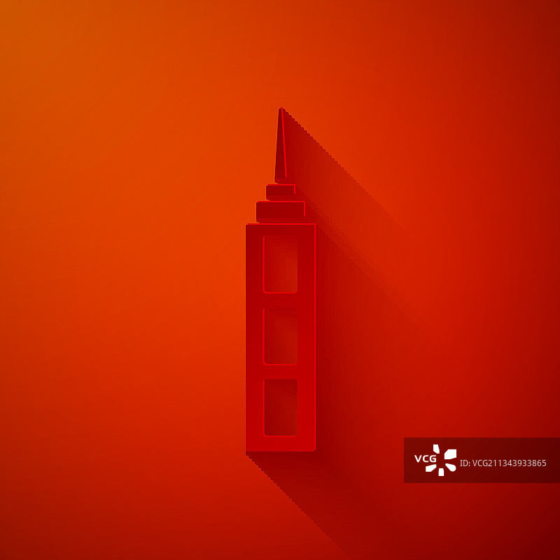 剪纸摩天大楼图标孤立的红色图片素材