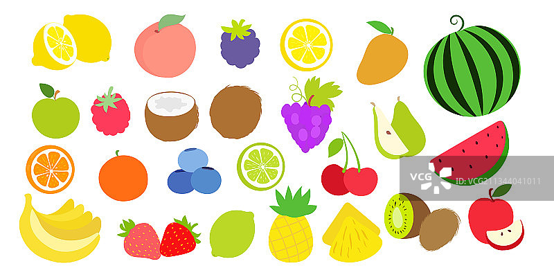 多汁水果集卡通柠檬桃子黑莓图片素材