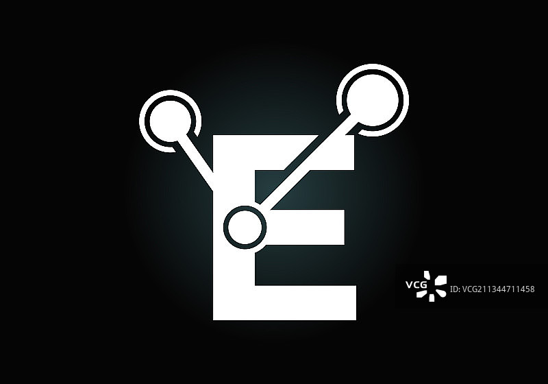 首字母e带有技术标志符号图片素材