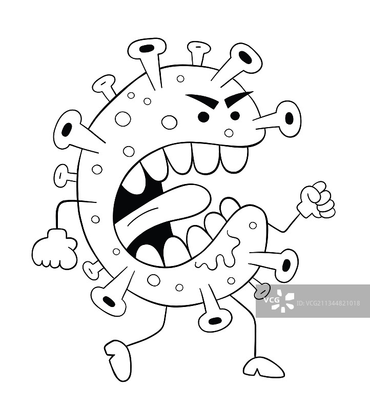 卡通冠状病毒怪兽是如此愤怒和图片素材