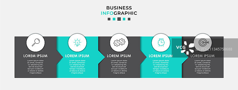 包含5个步骤的业务信息图表示图片素材