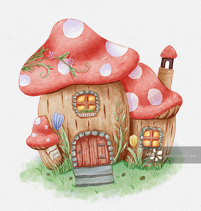 水彩小房子插画图片素材