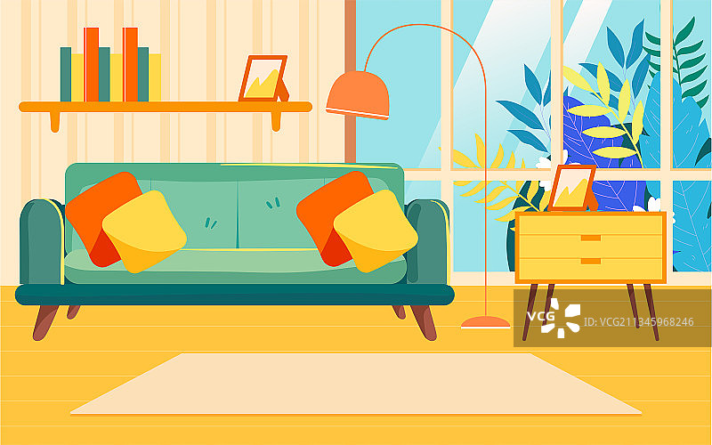室内客厅沙发居家瑜伽锻炼插画宅家运动海报图片素材