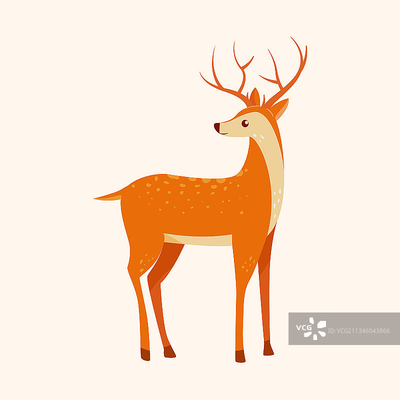 麋鹿自然风景保护动物插画秋分节气季节海报图片素材
