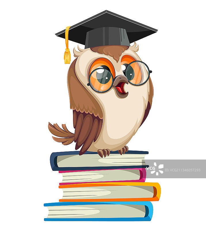 猫头鹰戴着毕业帽回到学校图片素材