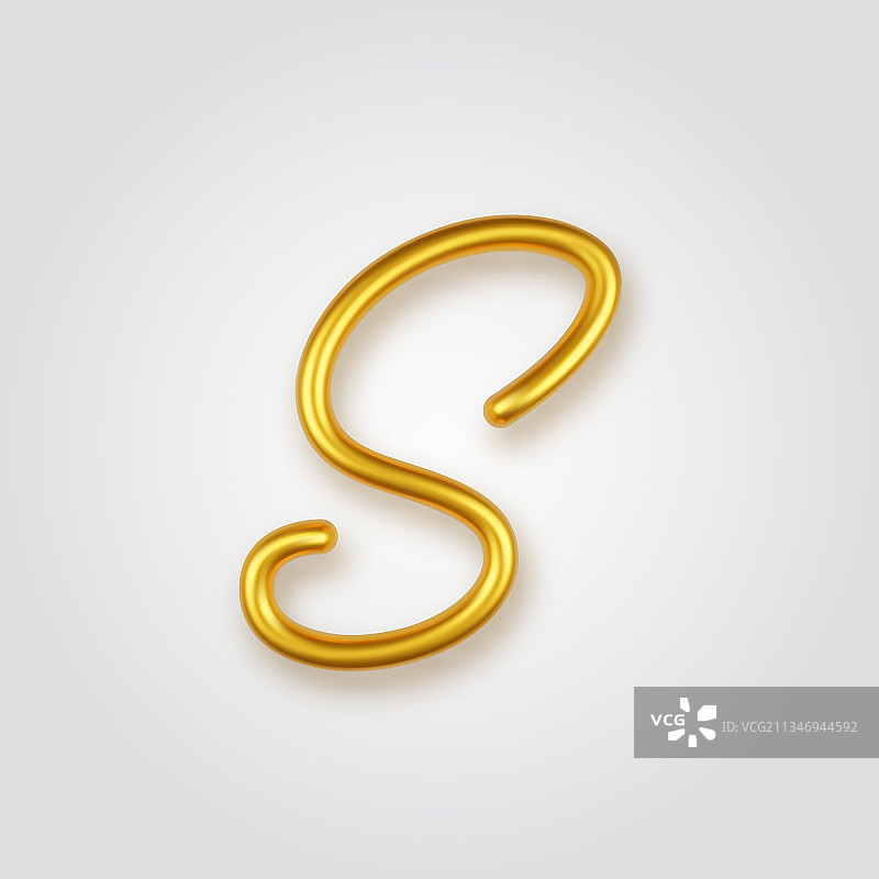黄金3d现实的大写字母s在一盏灯图片素材