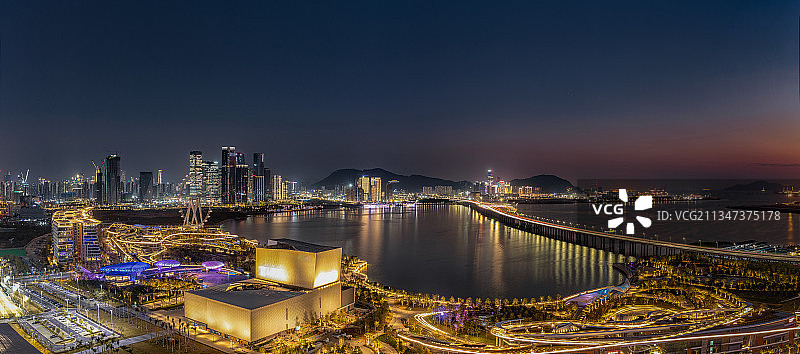 深圳前海欢乐港湾全景夜景图片素材