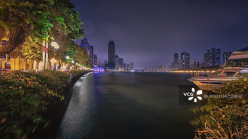 夜色中的珠江+广州图片素材
