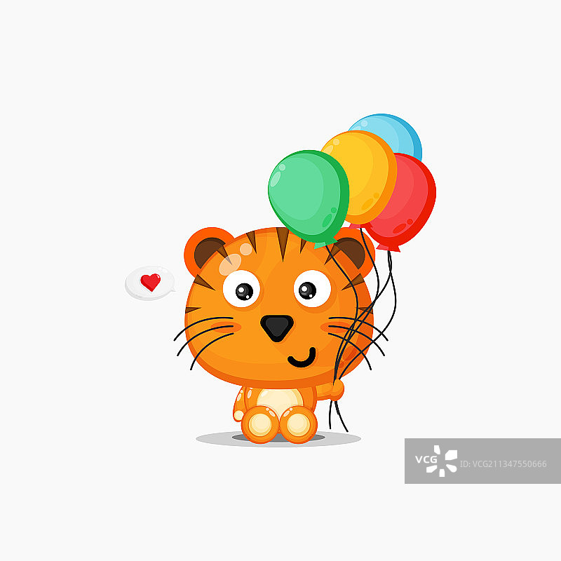 可爱的老虎拿着气球图片素材